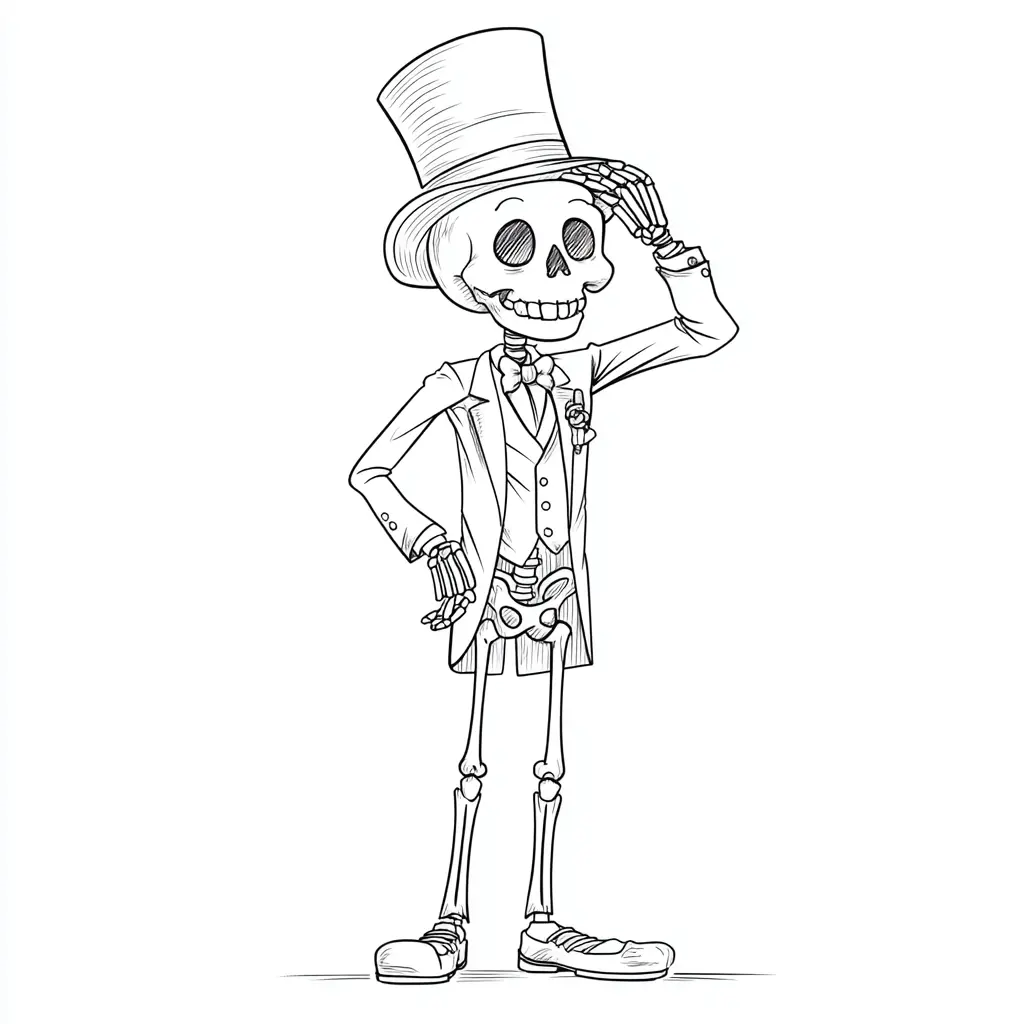 Dibujos de Halloween para colorear | ESQUELETO CON TRAJE Dibujos de Halloween para colorear | ESQUELETO CON TRAJE