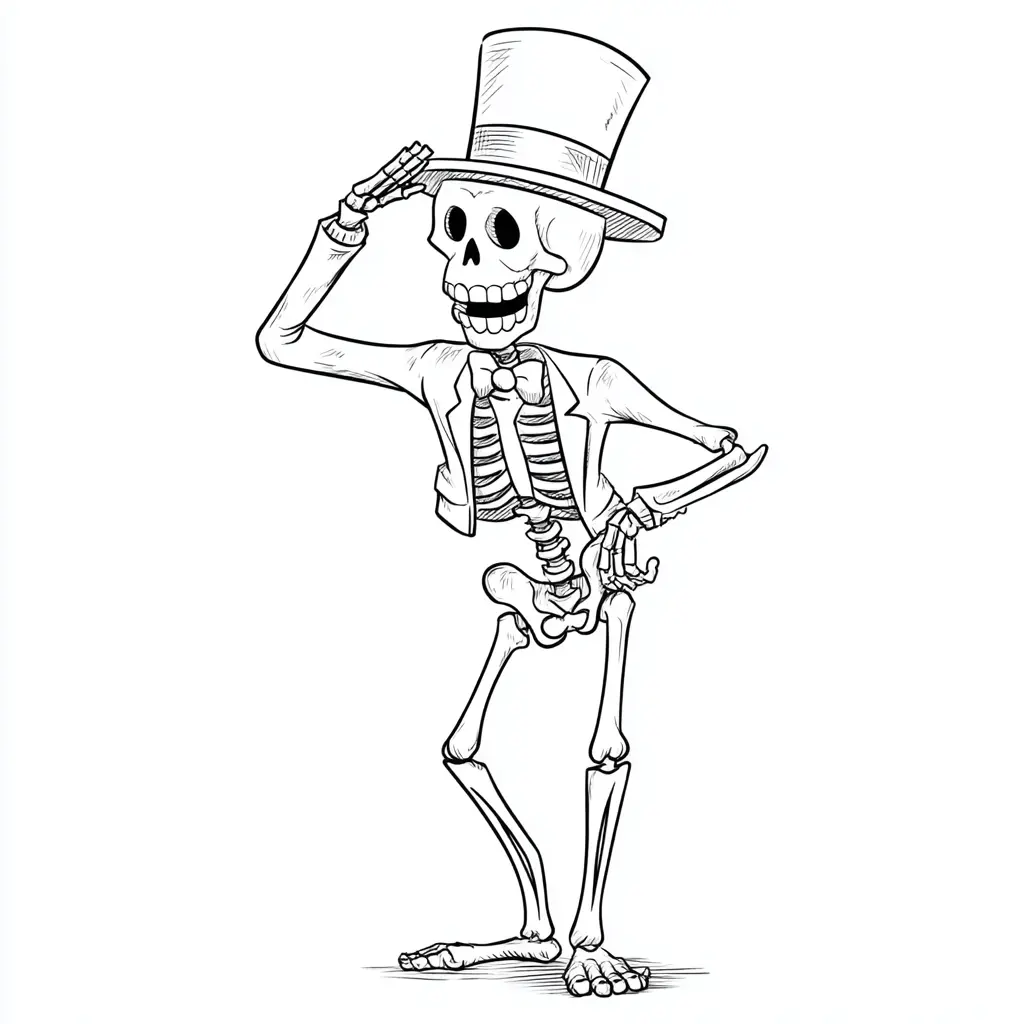 Dibujos de Halloween para colorear | ESQUELETO CON SOMBRERO Dibujos de Halloween para colorear | ESQUELETO CON SOMBRERO