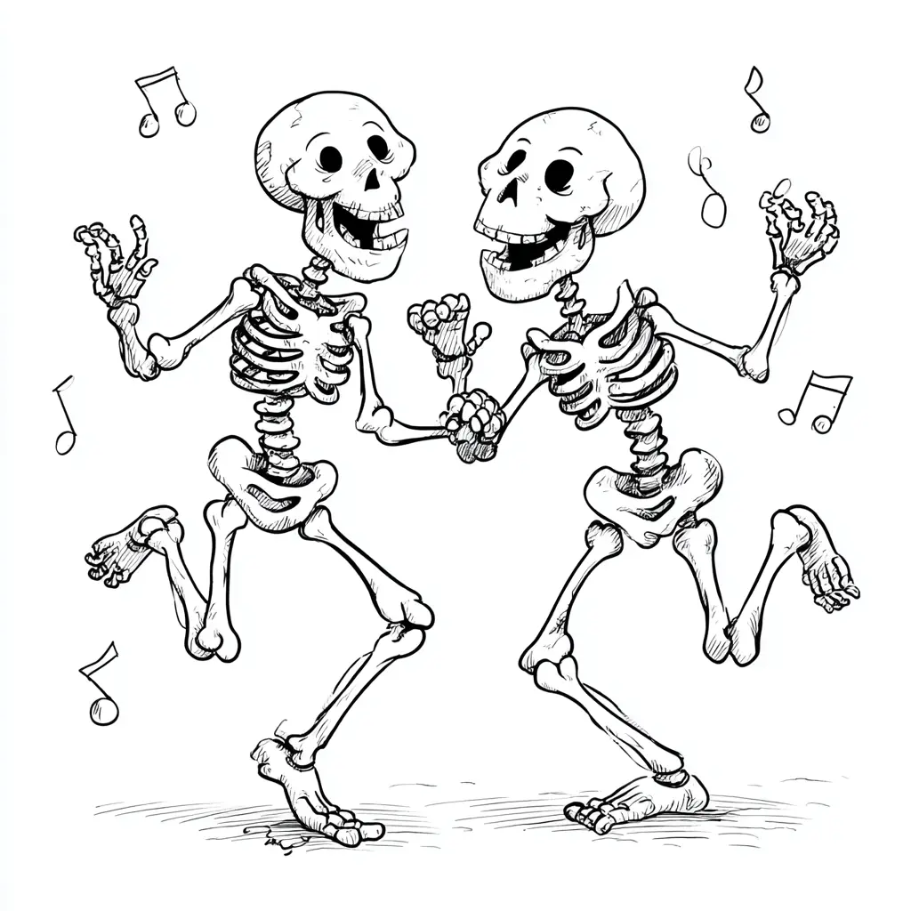 Dibujos de Halloween para colorear | BAILE DE ESQUELETOS Dibujos de Halloween para colorear | BAILE DE ESQUELETOS