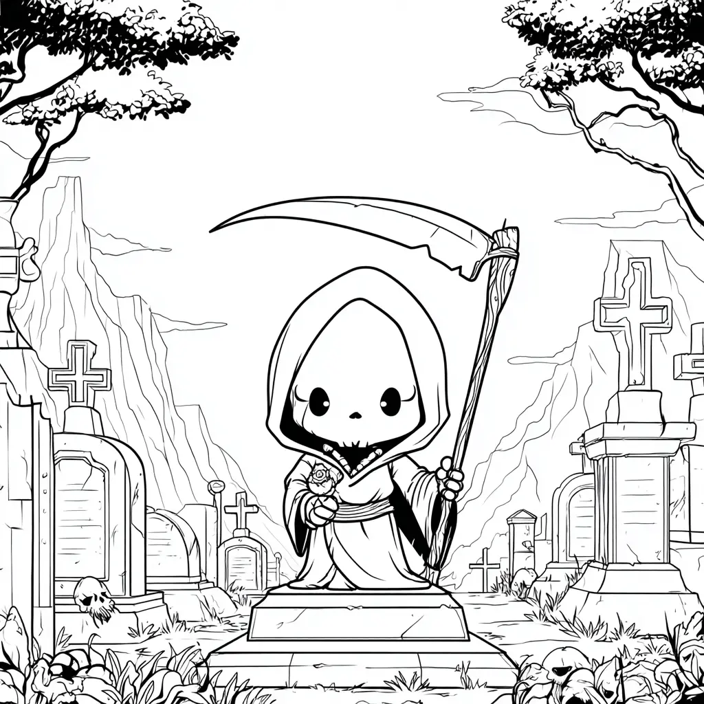 Dibujos de Halloween para colorear | LA MUERTE EN EL CEMENTERIO Dibujos de Halloween para colorear | LA MUERTE EN EL CEMENTERIO