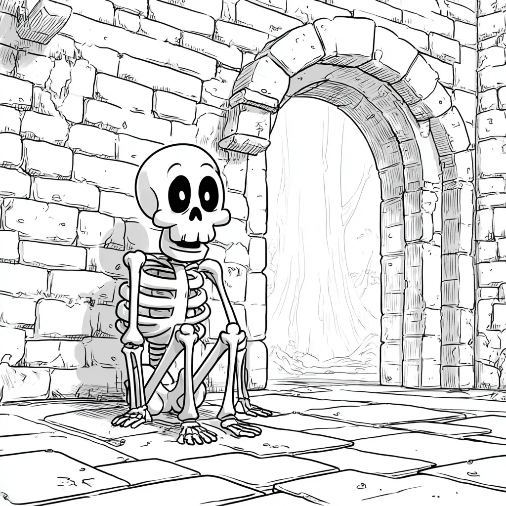 Dibujos de Halloween para colorear | ESQUELETO EN EL CASTILLO Dibujos de Halloween para colorear | ESQUELETO EN EL CASTILLO