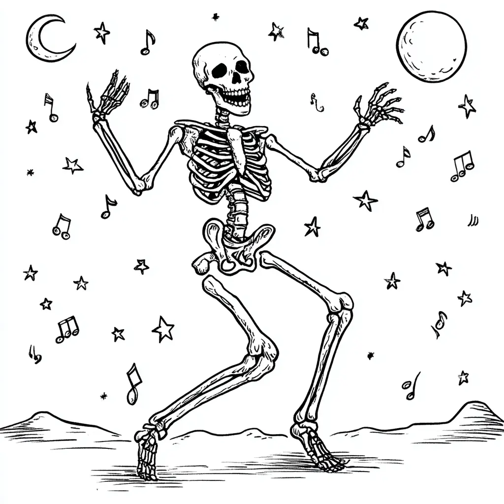 Dibujos de Halloween para colorear | ESQUELETO MUSICAL Dibujos de Halloween para colorear | ESQUELETO MUSICAL