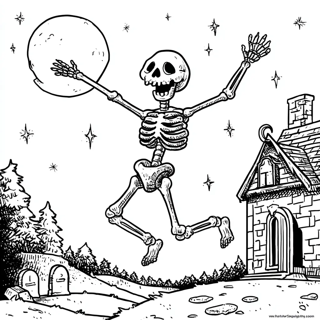 Dibujos de Halloween para colorear | ESQUELETO SALTANDO Dibujos de Halloween para colorear | ESQUELETO SALTANDO