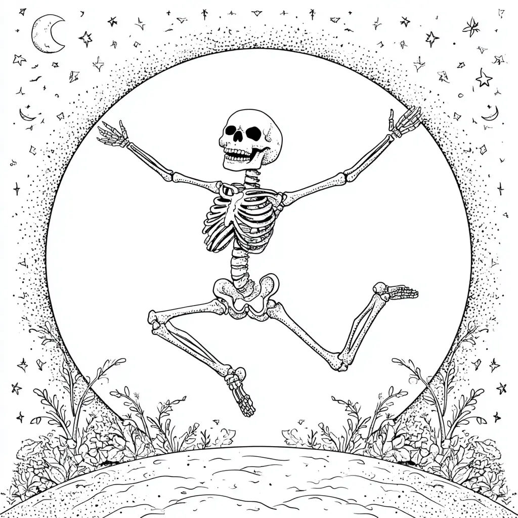 Dibujos de Halloween para colorear | ESQUELETO EN LA NOCHE Dibujos de Halloween para colorear | ESQUELETO EN LA NOCHE