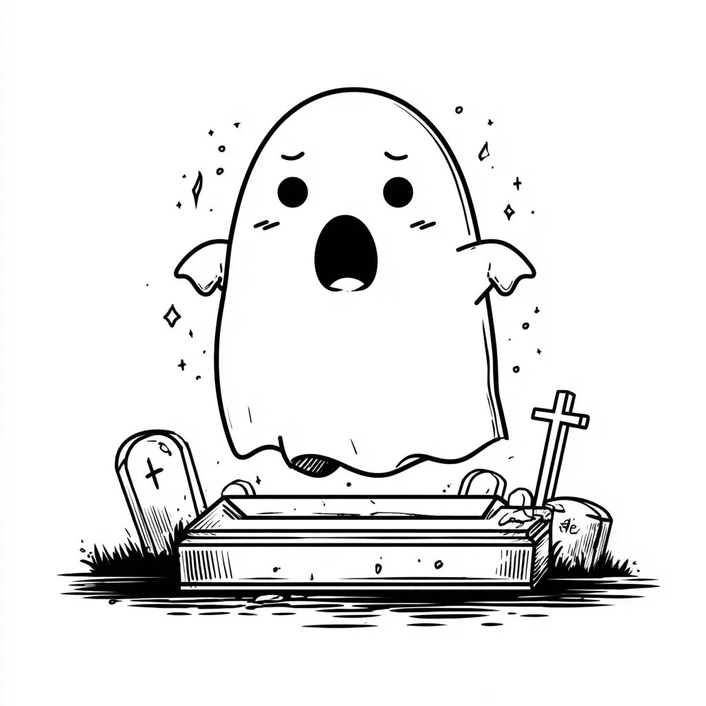 Dibujos de Halloween para colorear | FANTASMA SOBRE EL ATAÚD Dibujos de Halloween para colorear | FANTASMA SOBRE EL ATAÚD