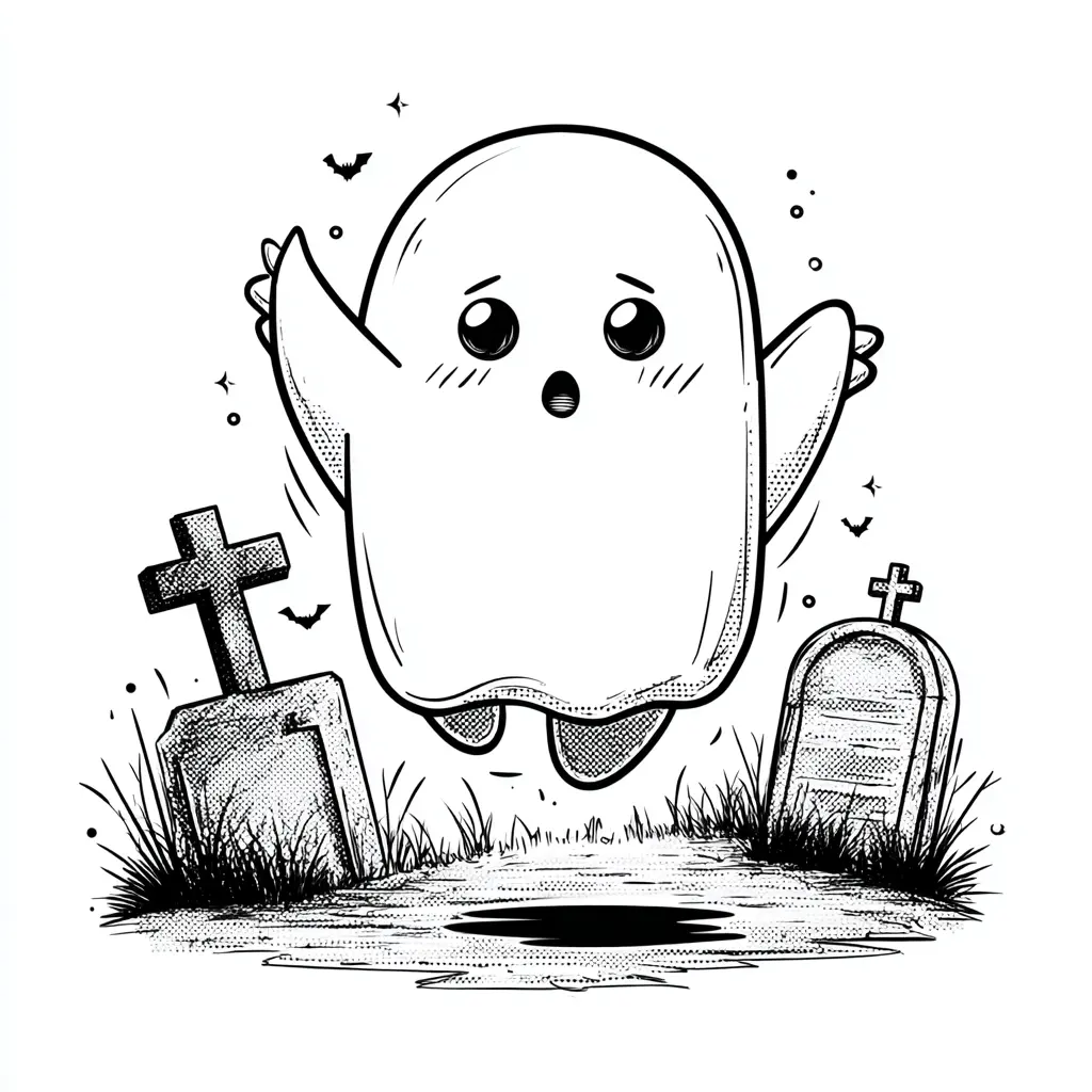 Dibujos de Halloween para colorear | FANTASMA ENTRE LÁPIDAS Dibujos de Halloween para colorear | FANTASMA ENTRE LÁPIDAS