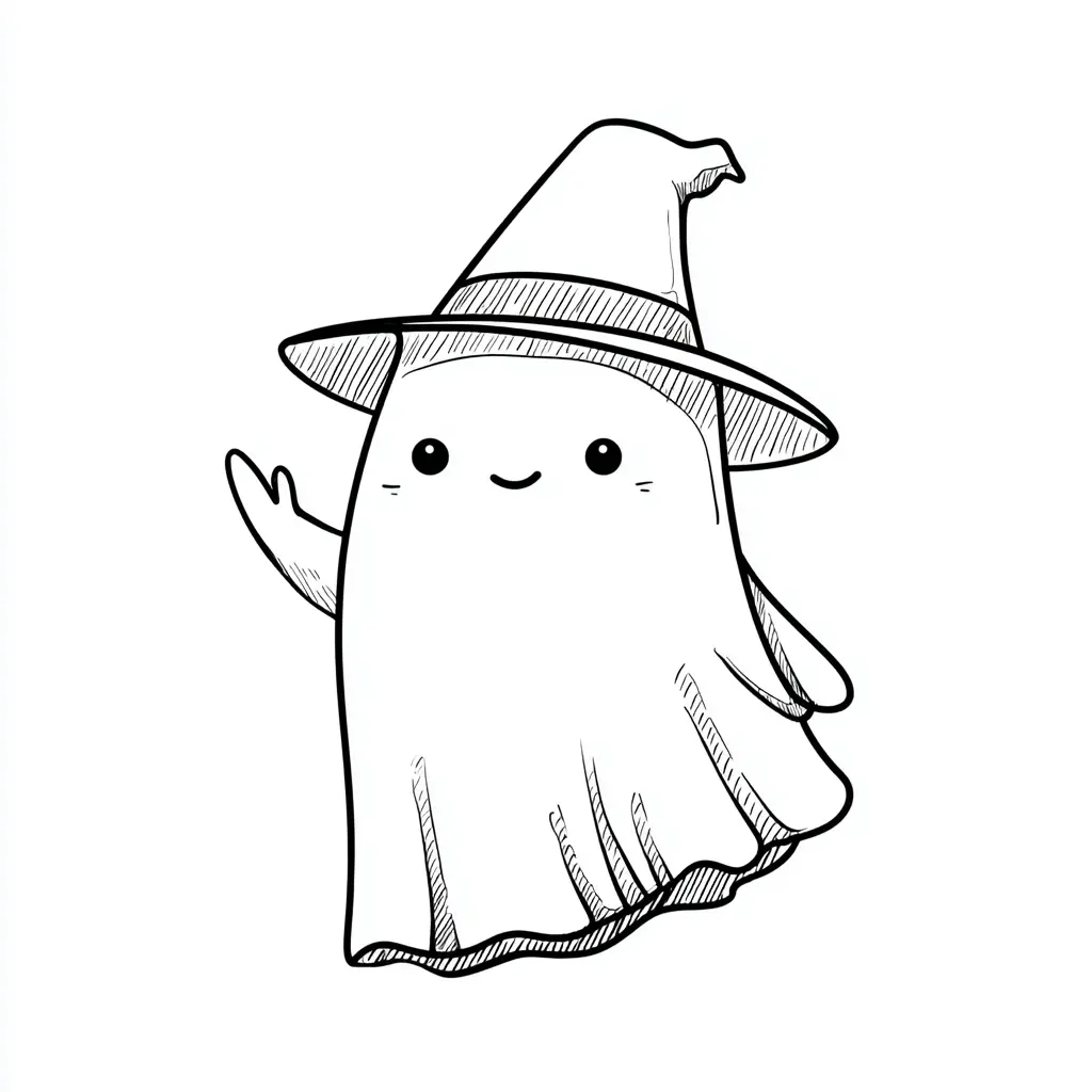 Dibujos de Halloween para colorear | FANTASMA CON SOMBRERO Dibujos de Halloween para colorear | FANTASMA CON SOMBRERO