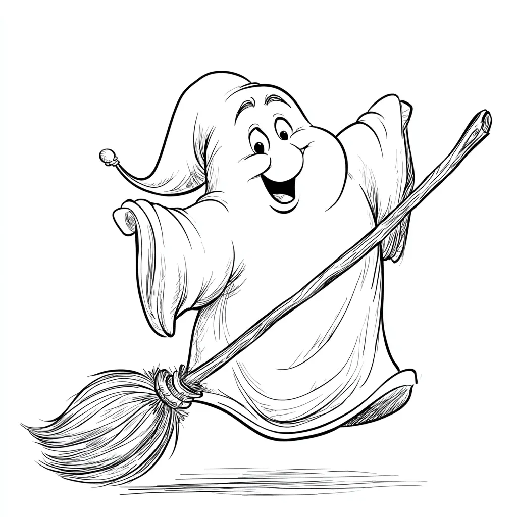 Dibujos de Halloween para colorear | FANTASMA Y LA ESCOBA Dibujos de Halloween para colorear | FANTASMA Y LA ESCOBA