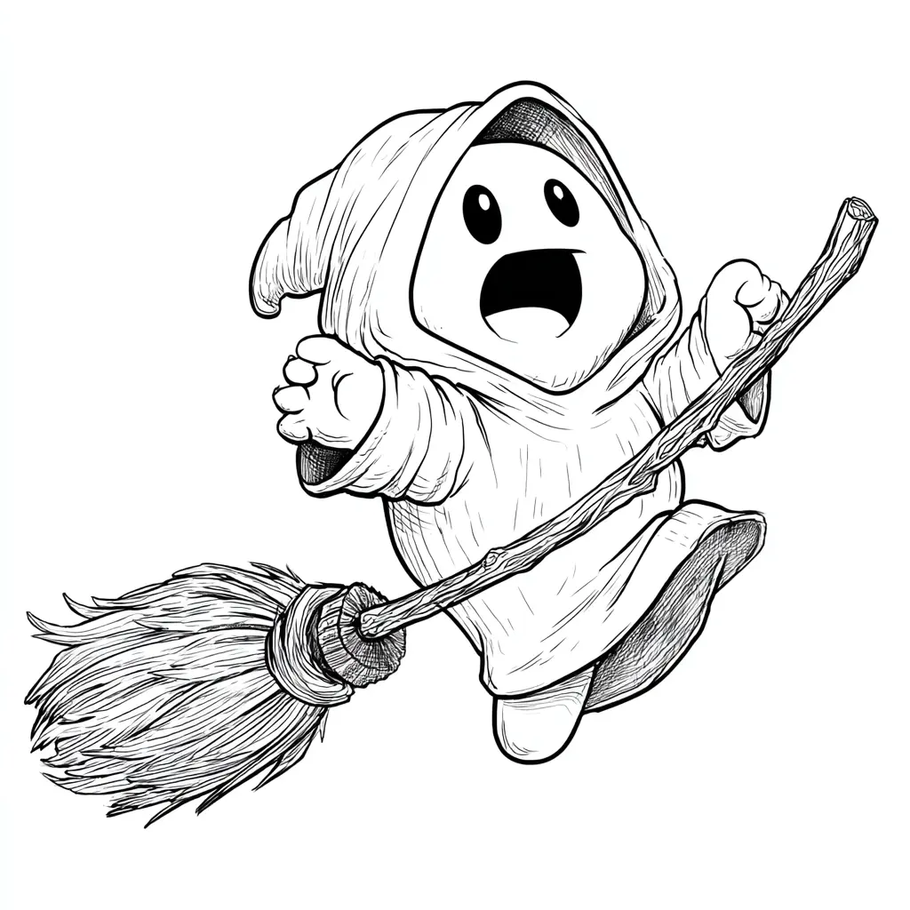 Dibujos de Halloween para colorear | FANTASMA CON ESCOBA Dibujos de Halloween para colorear | FANTASMA CON ESCOBA