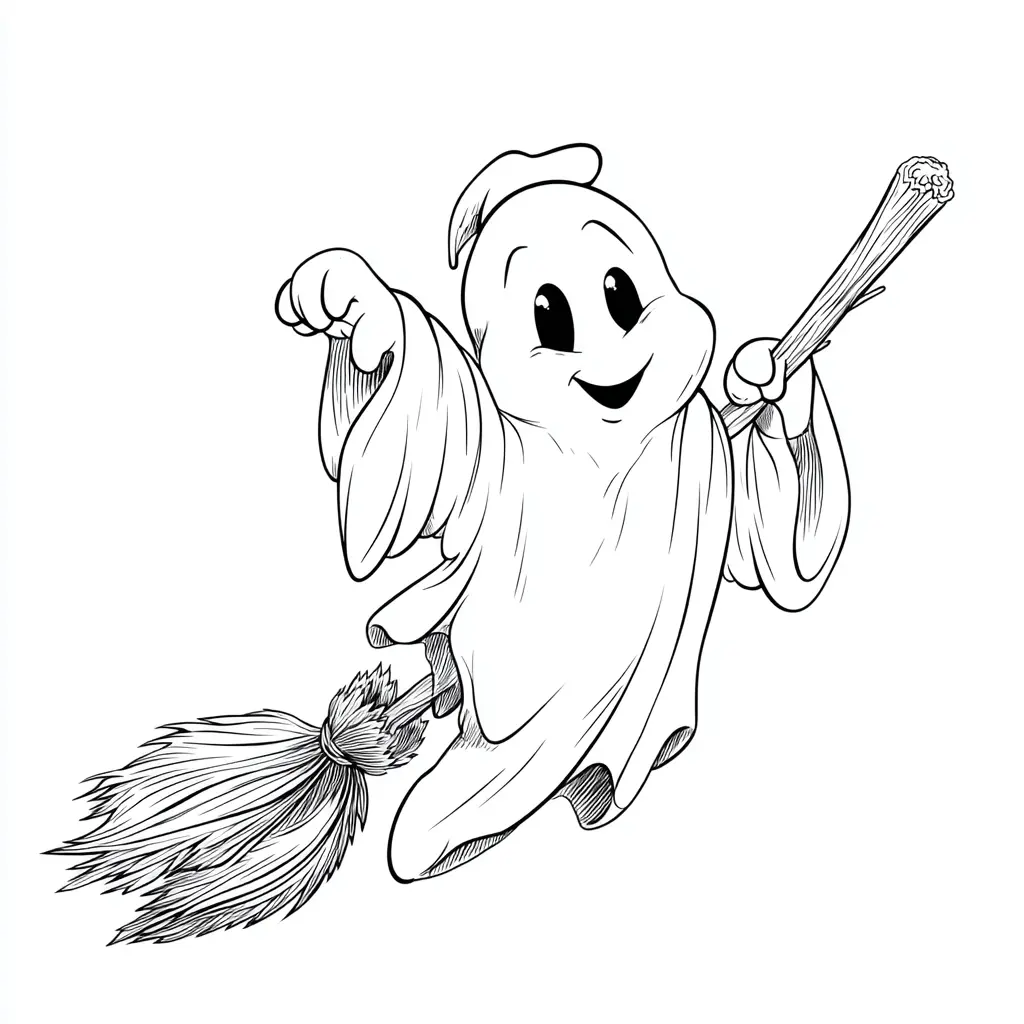Dibujos de Halloween para colorear | FANTASMA VOLANDO EN ESCOBA Dibujos de Halloween para colorear | FANTASMA VOLANDO EN ESCOBA