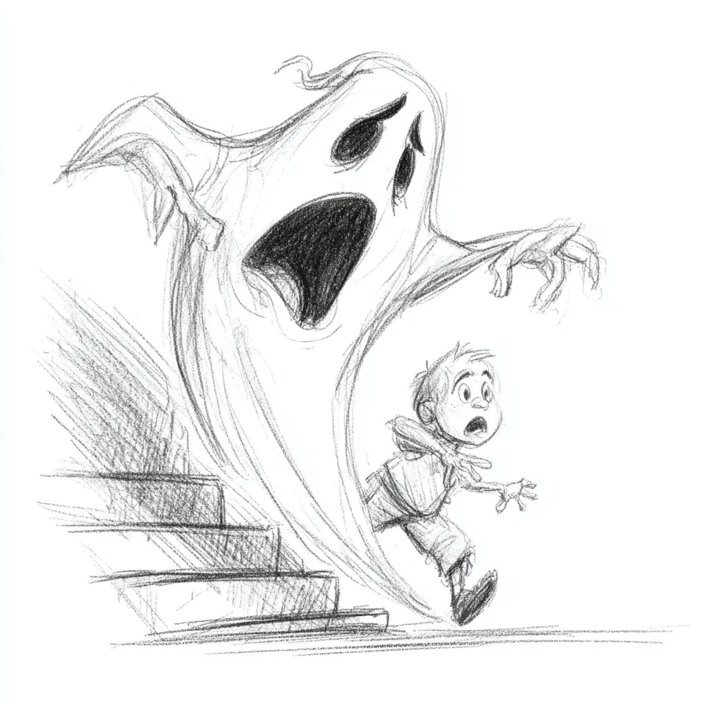 Dibujos de Halloween para colorear | NIÑO HUYE DE FANTASMA Dibujos de Halloween para colorear | NIÑO HUYE DE FANTASMA