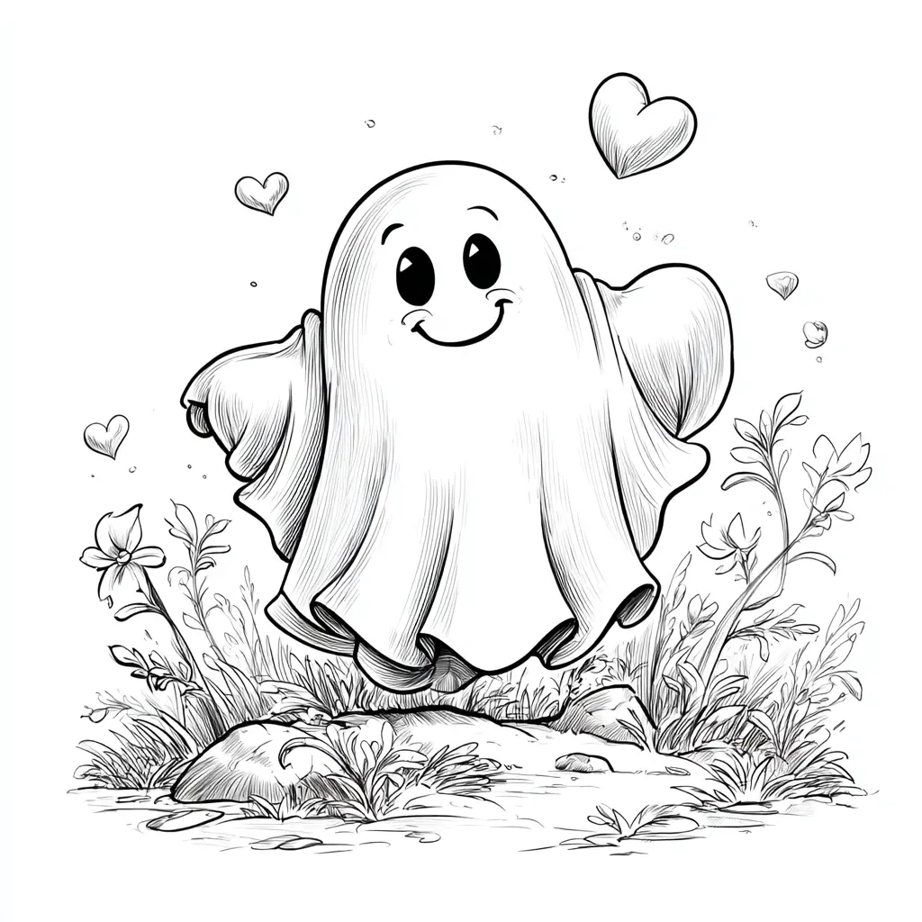 Dibujos de Halloween para colorear | FANTASMA AMOROSO Dibujos de Halloween para colorear | FANTASMA AMOROSO