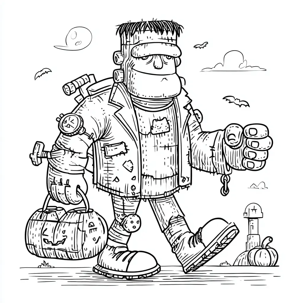 Dibujos de Halloween para colorear | FRANKENSTEIN DE PASEO Dibujos de Halloween para colorear | FRANKENSTEIN DE PASEO