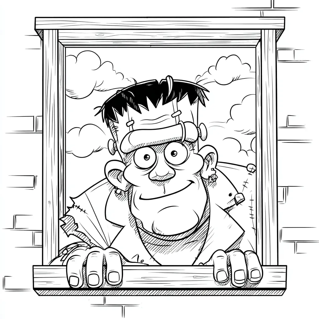 Dibujos de Halloween para colorear | FRANKENSTEIN MIRANDO Dibujos de Halloween para colorear | FRANKENSTEIN MIRANDO