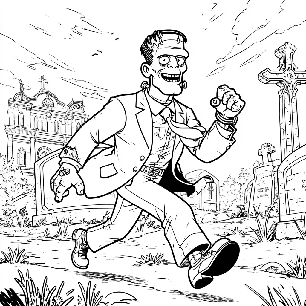 Dibujos de Halloween para colorear | FRANKENSTEIN CORRIENDO Dibujos de Halloween para colorear | FRANKENSTEIN CORRIENDO