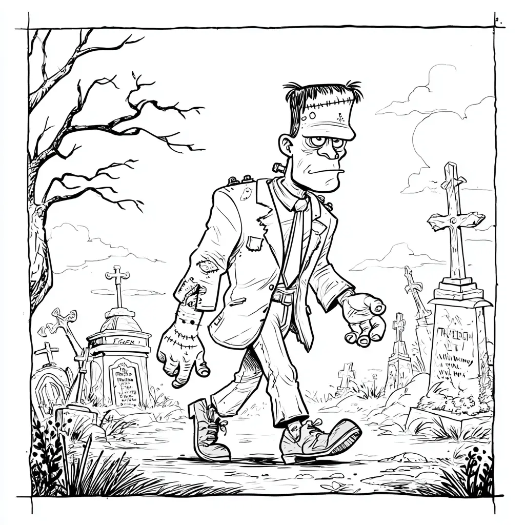 Dibujos de Halloween para colorear | FRANKENSTEIN DE PASEO Dibujos de Halloween para colorear | FRANKENSTEIN DE PASEO