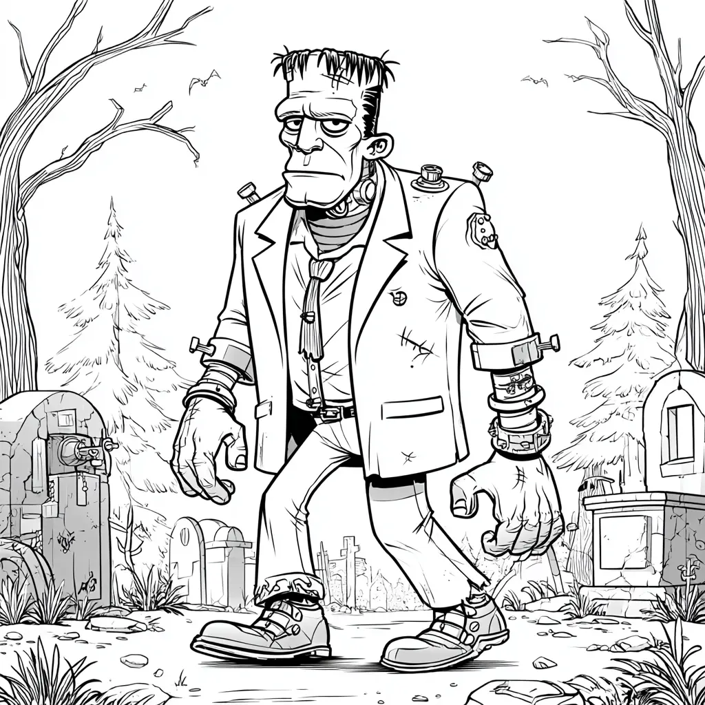Dibujos de Halloween para colorear | FRANKENSTEIN EN EL BOSQUE Dibujos de Halloween para colorear | FRANKENSTEIN EN EL BOSQUE