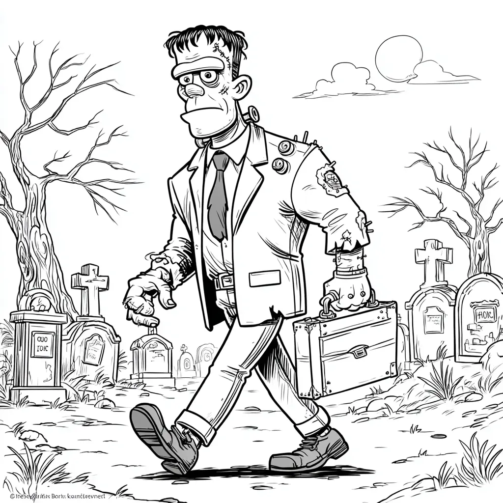 Dibujos de Halloween para colorear | FRANKENSTEIN CON MALETÍN Dibujos de Halloween para colorear | FRANKENSTEIN CON MALETÍN