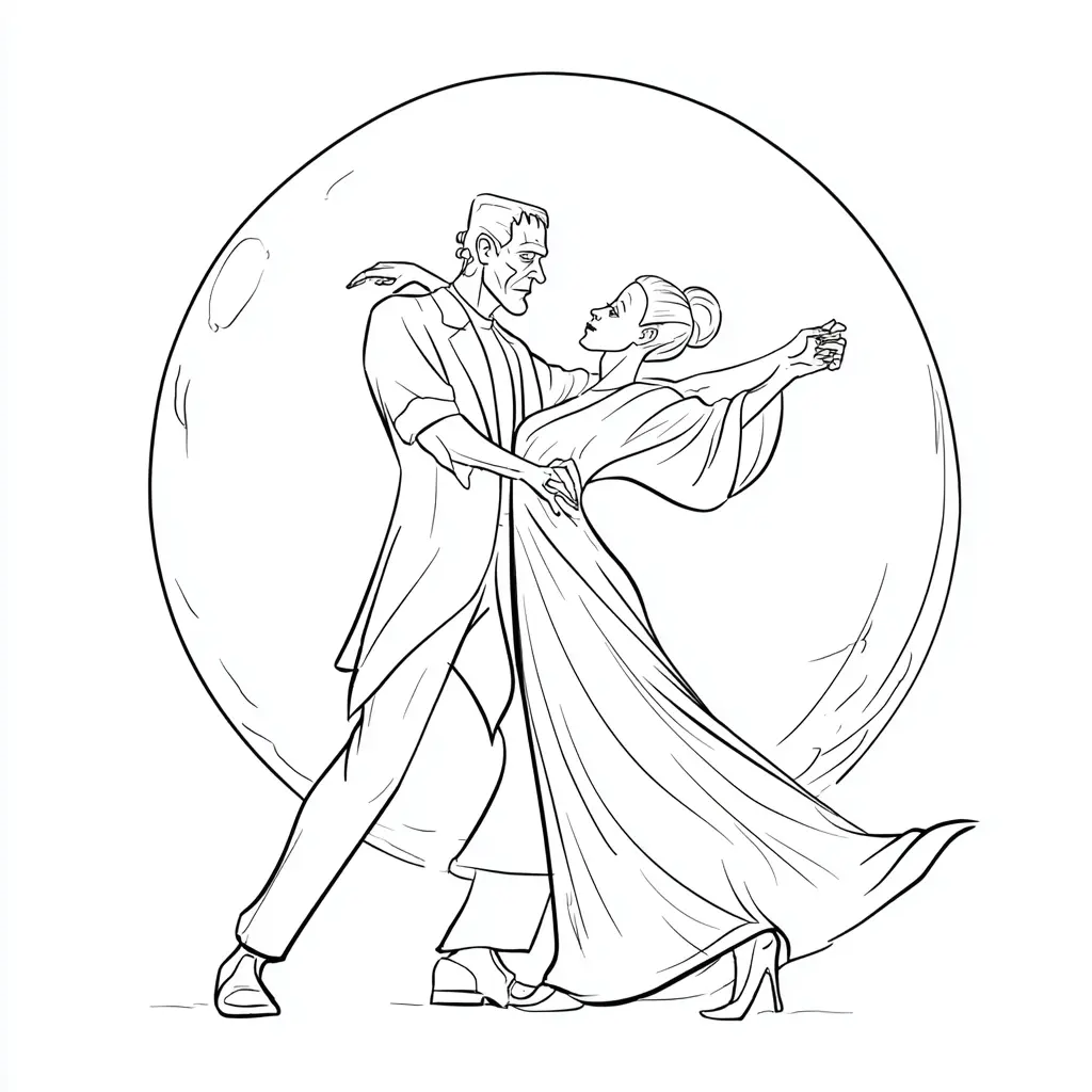 Dibujos de Halloween para colorear | FRANKENSTEIN Y LA DAMA Dibujos de Halloween para colorear | FRANKENSTEIN Y LA DAMA