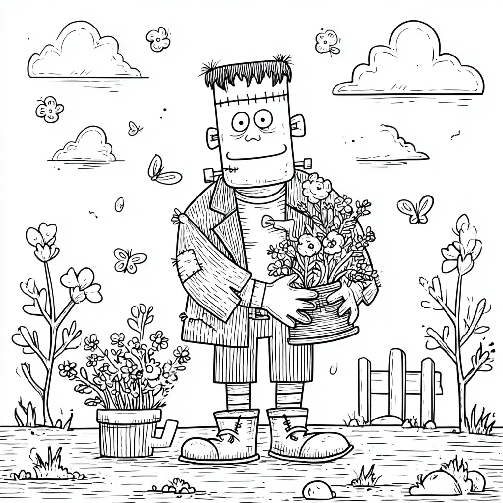 Dibujos de Halloween para colorear | FRANKENSTEIN Y LA NATURALEZA Dibujos de Halloween para colorear | FRANKENSTEIN Y LA NATURALEZA