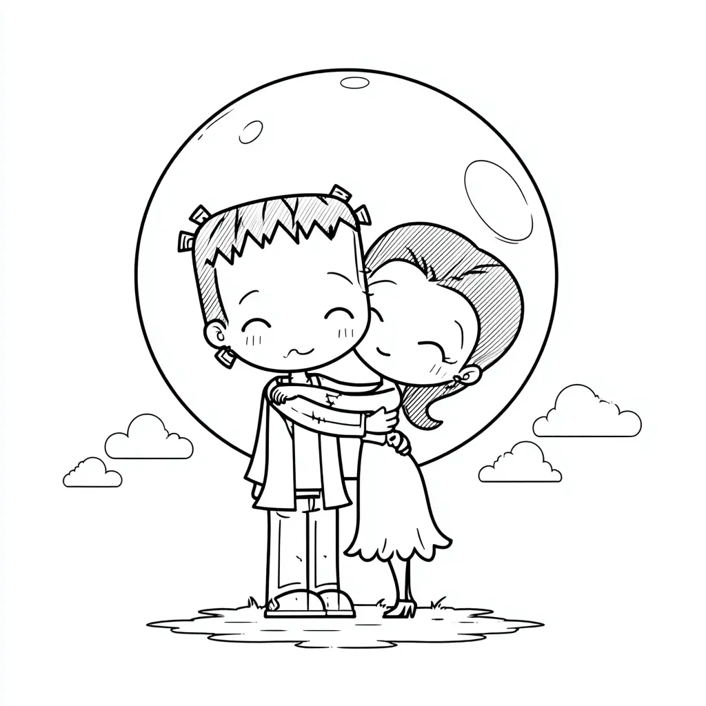 Dibujos de Halloween para colorear | FRANKENSTEIN ROMANTICO Dibujos de Halloween para colorear | FRANKENSTEIN ROMANTICO