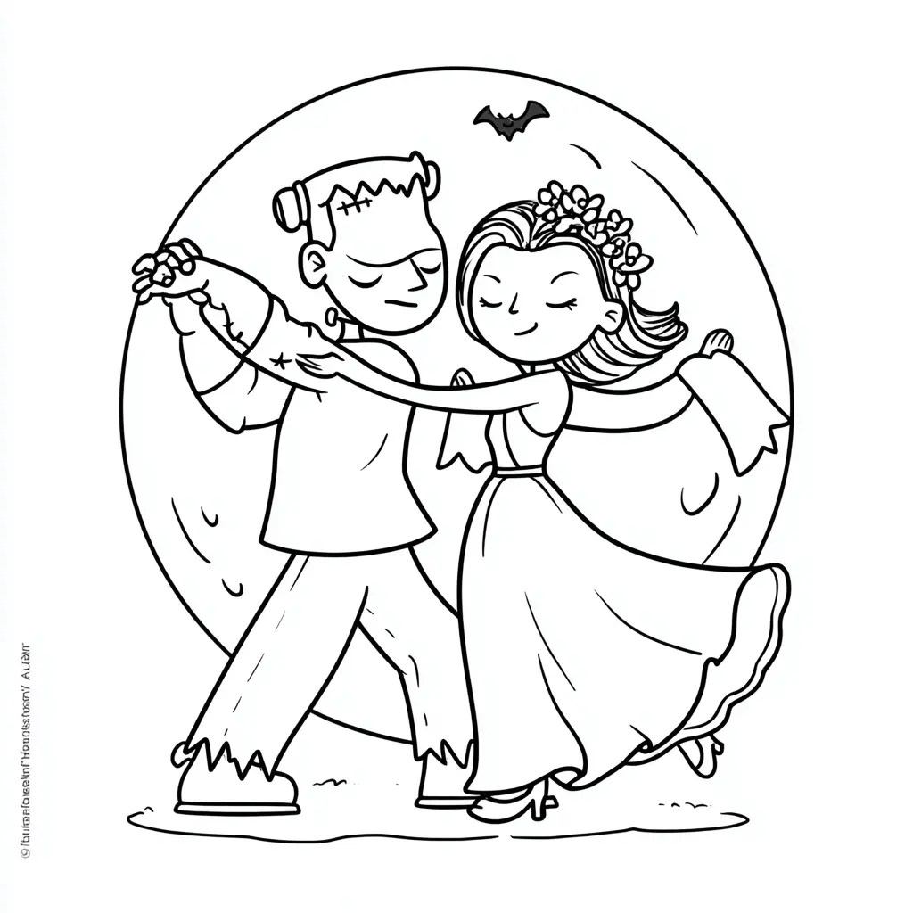 Dibujos de Halloween para colorear | FRANKENSTEIN BAILANDO Dibujos de Halloween para colorear | FRANKENSTEIN BAILANDO