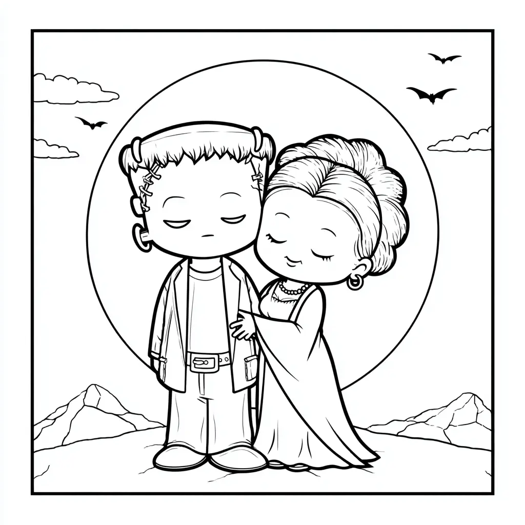 Dibujos de Halloween para colorear | FRANKENSTEIN ENAMORADO Dibujos de Halloween para colorear | FRANKENSTEIN ENAMORADO