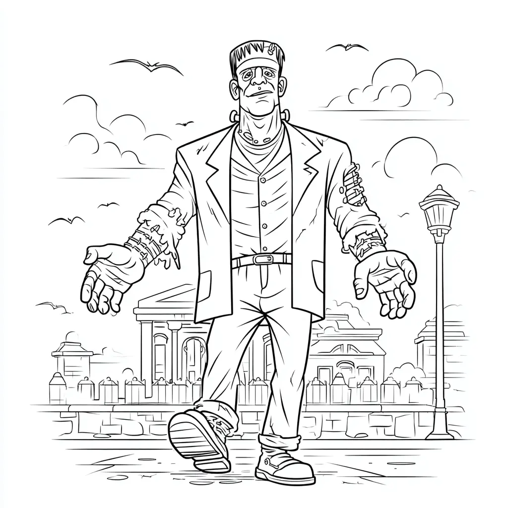 Dibujos de Halloween para colorear | FRANKENSTEIN CAMINANDO Dibujos de Halloween para colorear | FRANKENSTEIN CAMINANDO