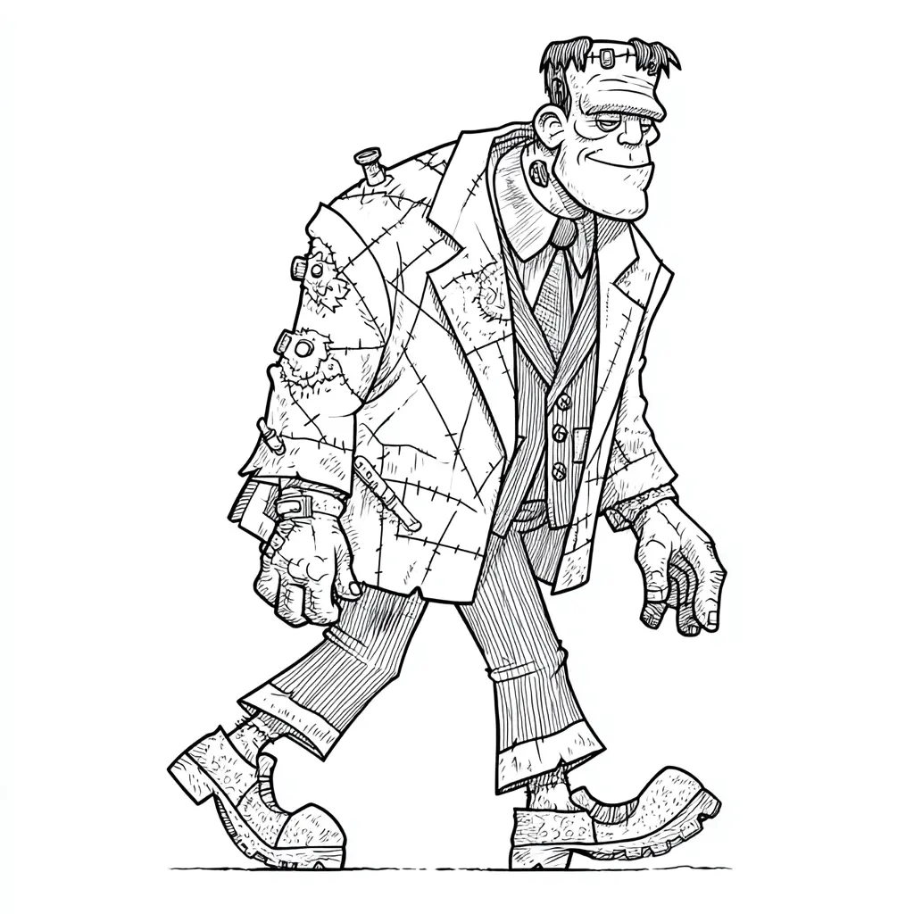 Dibujos de Halloween para colorear | FRANKENSTEIN CON PARCHES Dibujos de Halloween para colorear | FRANKENSTEIN CON PARCHES