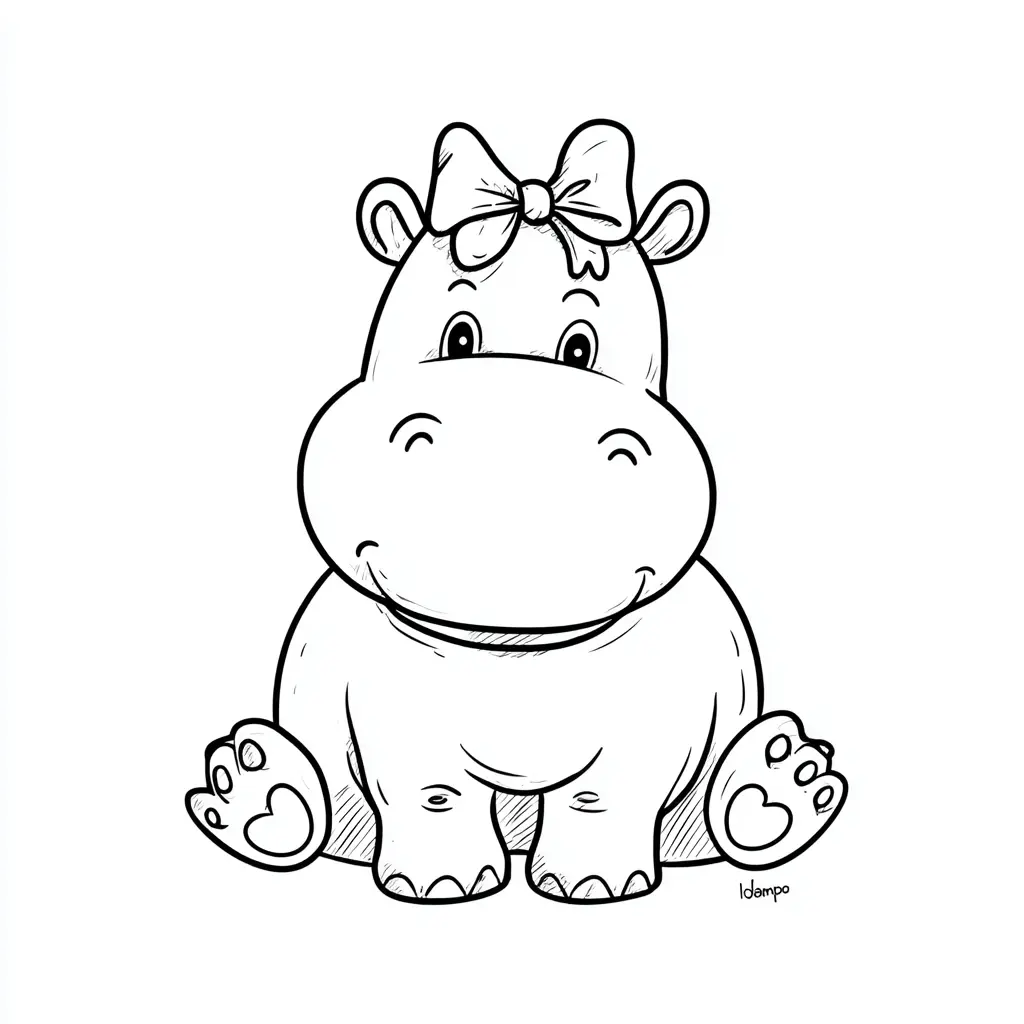 Dibujos de hipopótamos para colorear | HIPOPÓTAMA CON LACITO