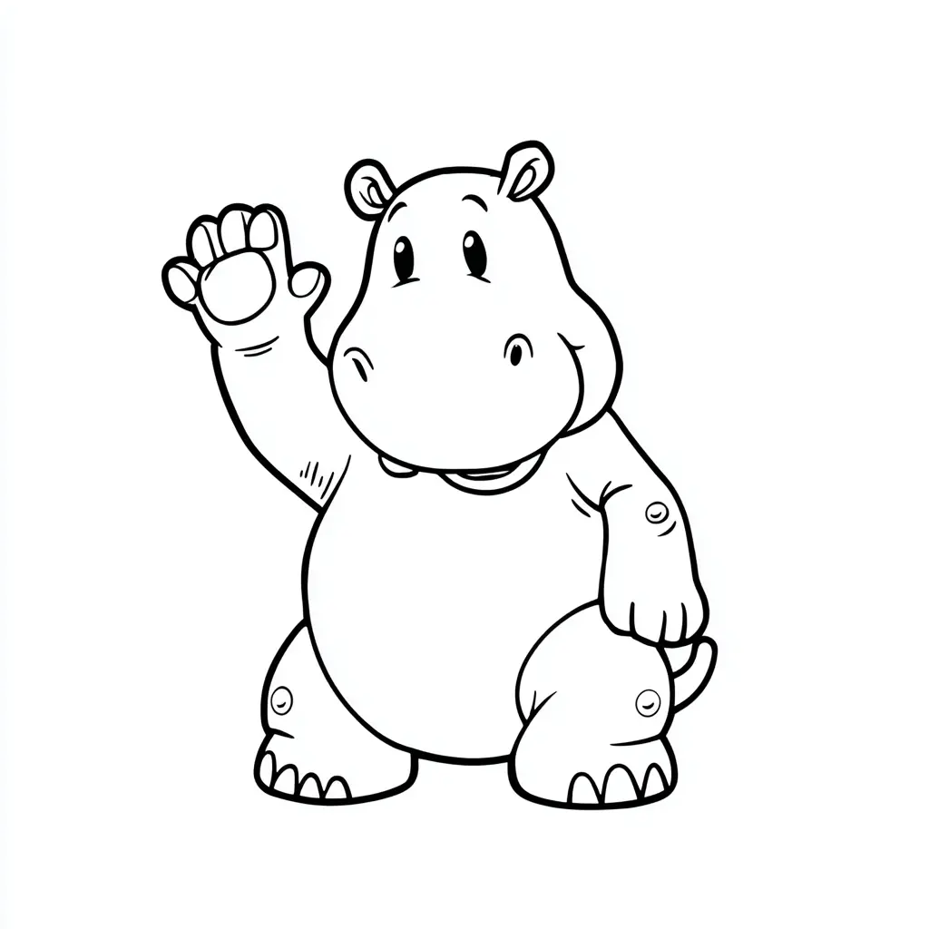 Dibujos de hipopótamos para colorear | HIPOPÓTAMO SALUDANDO