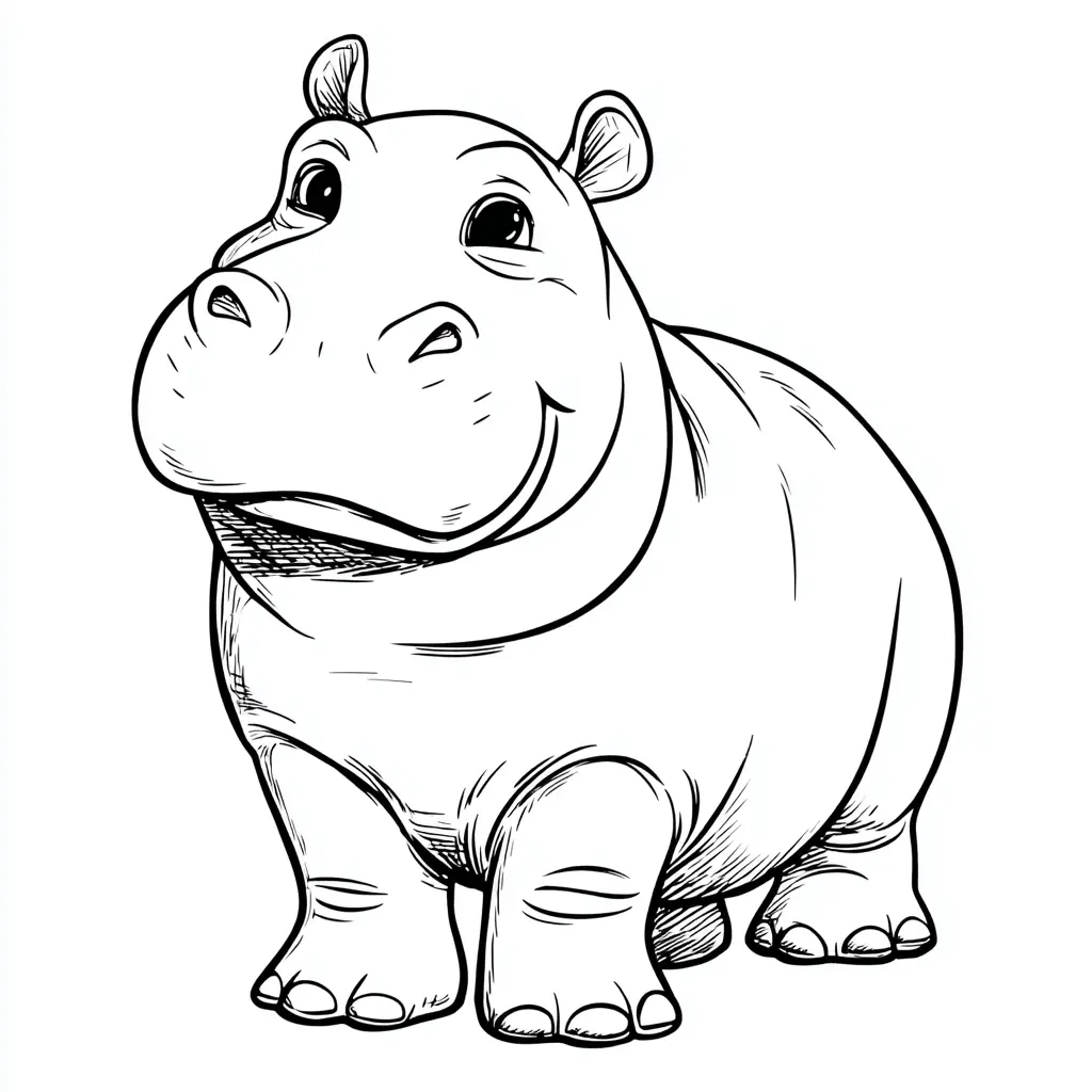 Dibujos de hipopótamos para colorear | HIPOPÓTAMO AMIGABLE