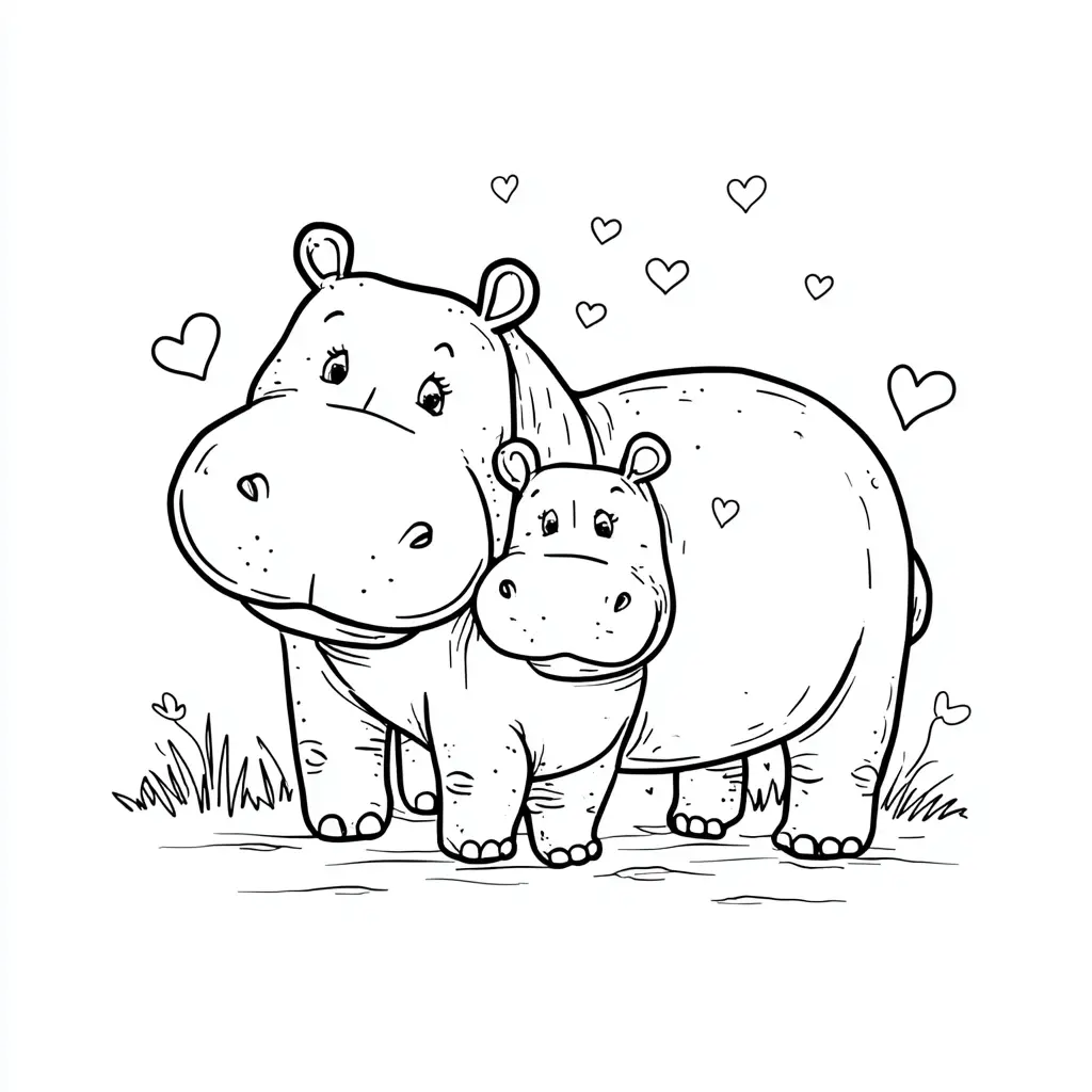 Dibujos de hipopótamos para colorear | CARIÑO DE MAMÁ HIPO