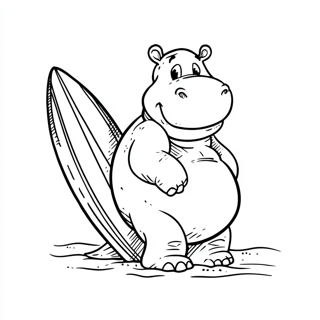 Dibujos de hipopótamos para colorear | EL HIPOPÓTAMO SURFERO
