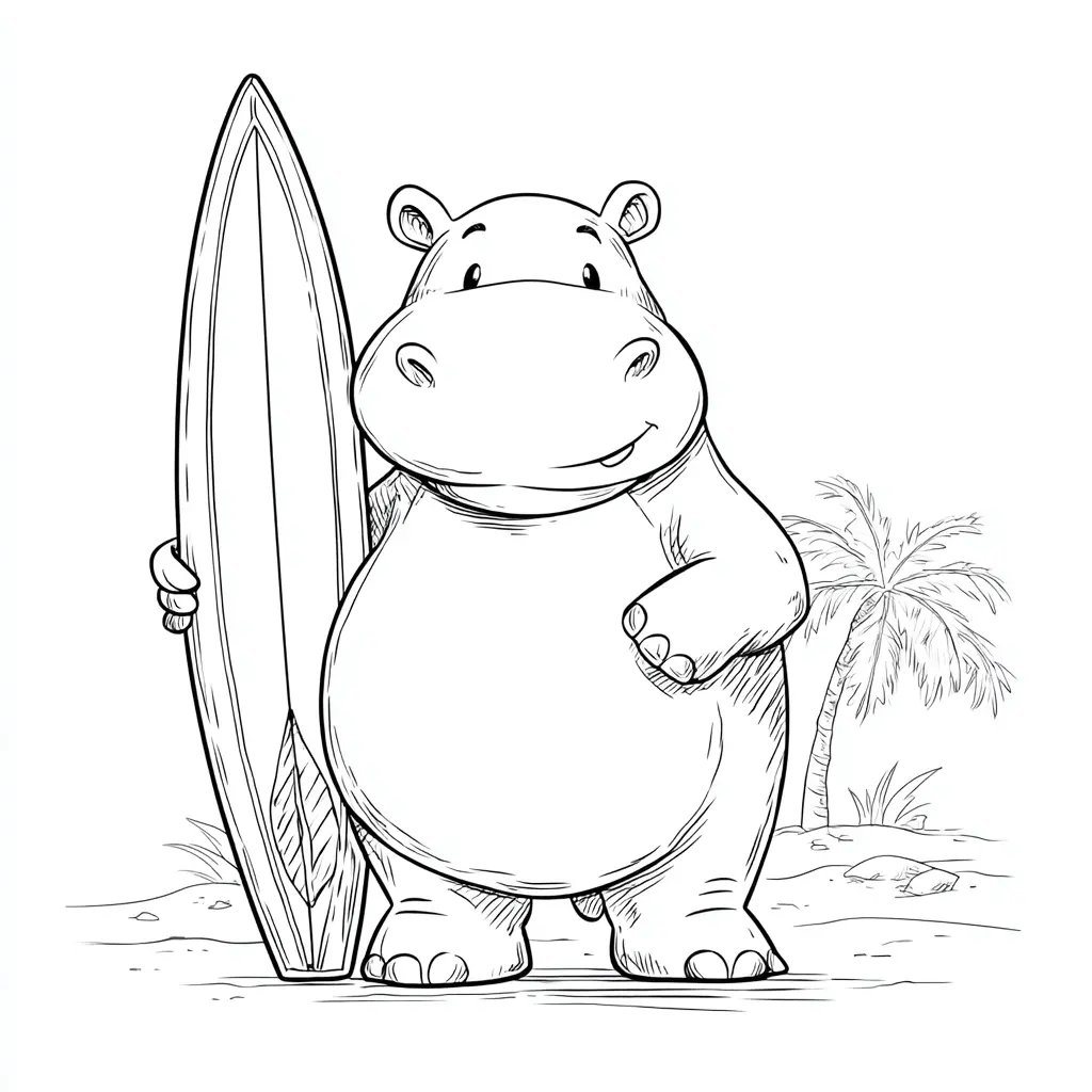 Dibujos de hipopótamos para colorear | HIPOPÓTAMO DE VACACIONES