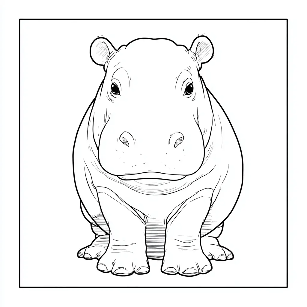 Dibujos de hipopótamos para colorear | HIPOPÓTAMO DE FRENTE