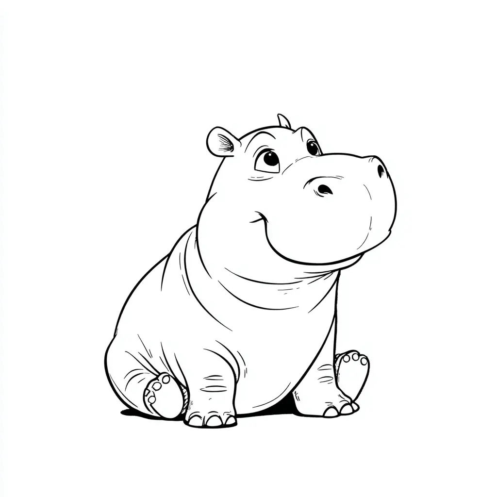 Dibujos de hipopótamos para colorear | HIPOPÓTAMO SENTADO