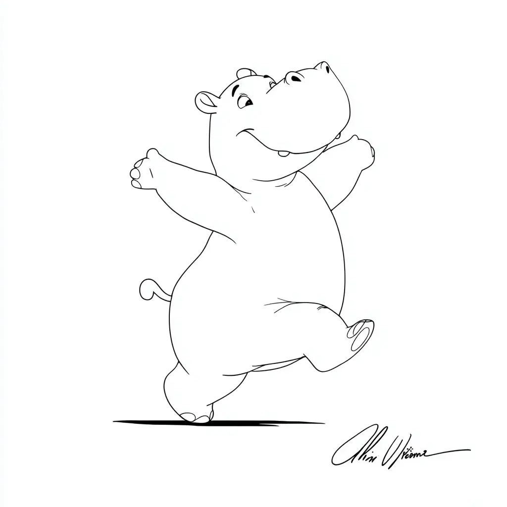 Dibujos de hipopótamos para colorear | HIPOPÓTAMO ALEGRE