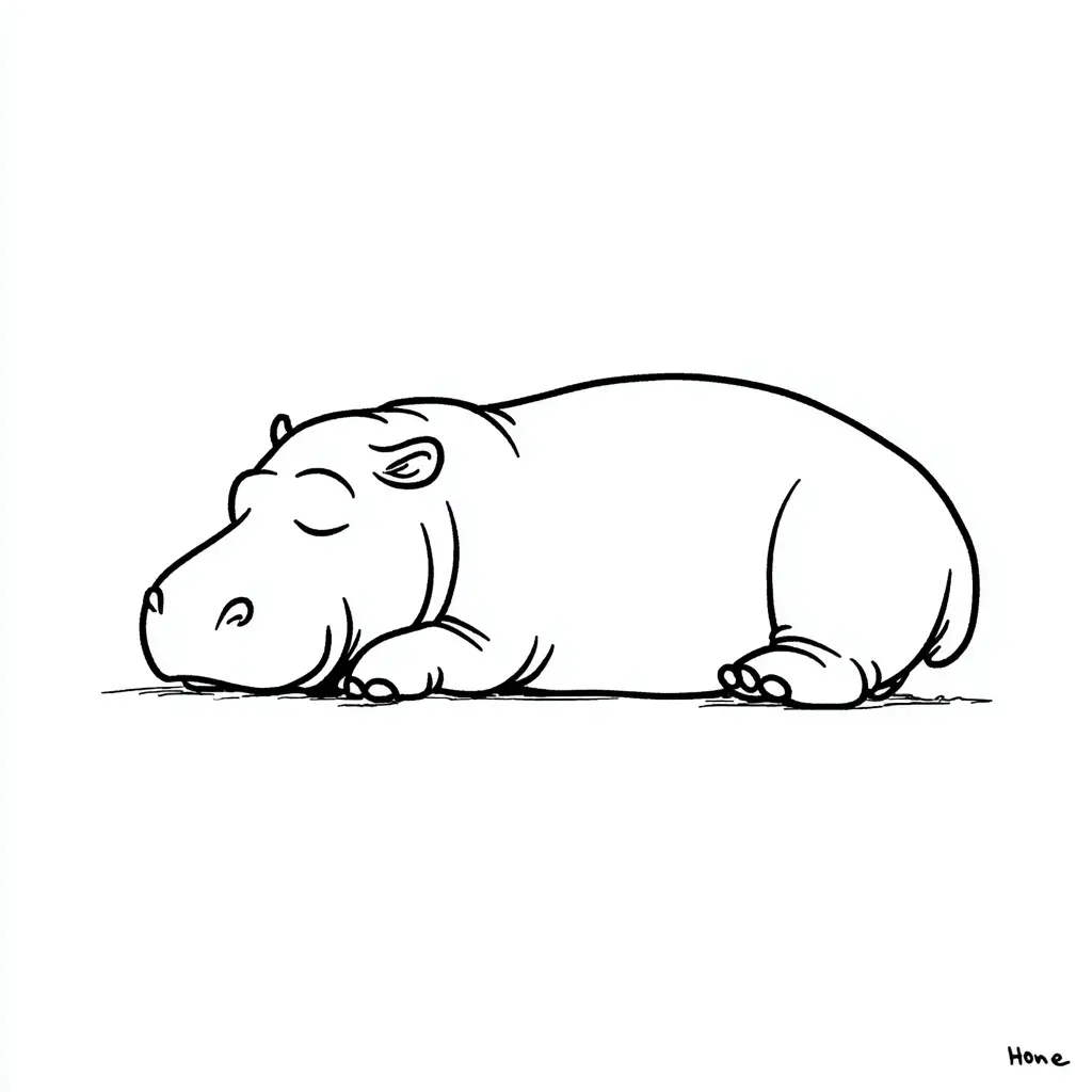 Dibujos de hipopótamos para colorear | HIPOPÓTAMO DESCANSANDO