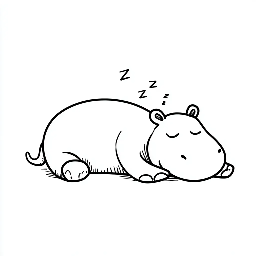 Dibujos de hipopótamos para colorear | HIPOPÓTAMO DORMIDO