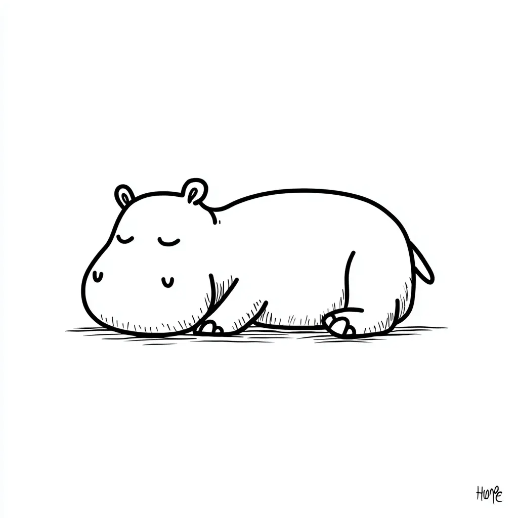 Dibujos de hipopótamos para colorear | HIPOPÓTAMO TUMBADO
