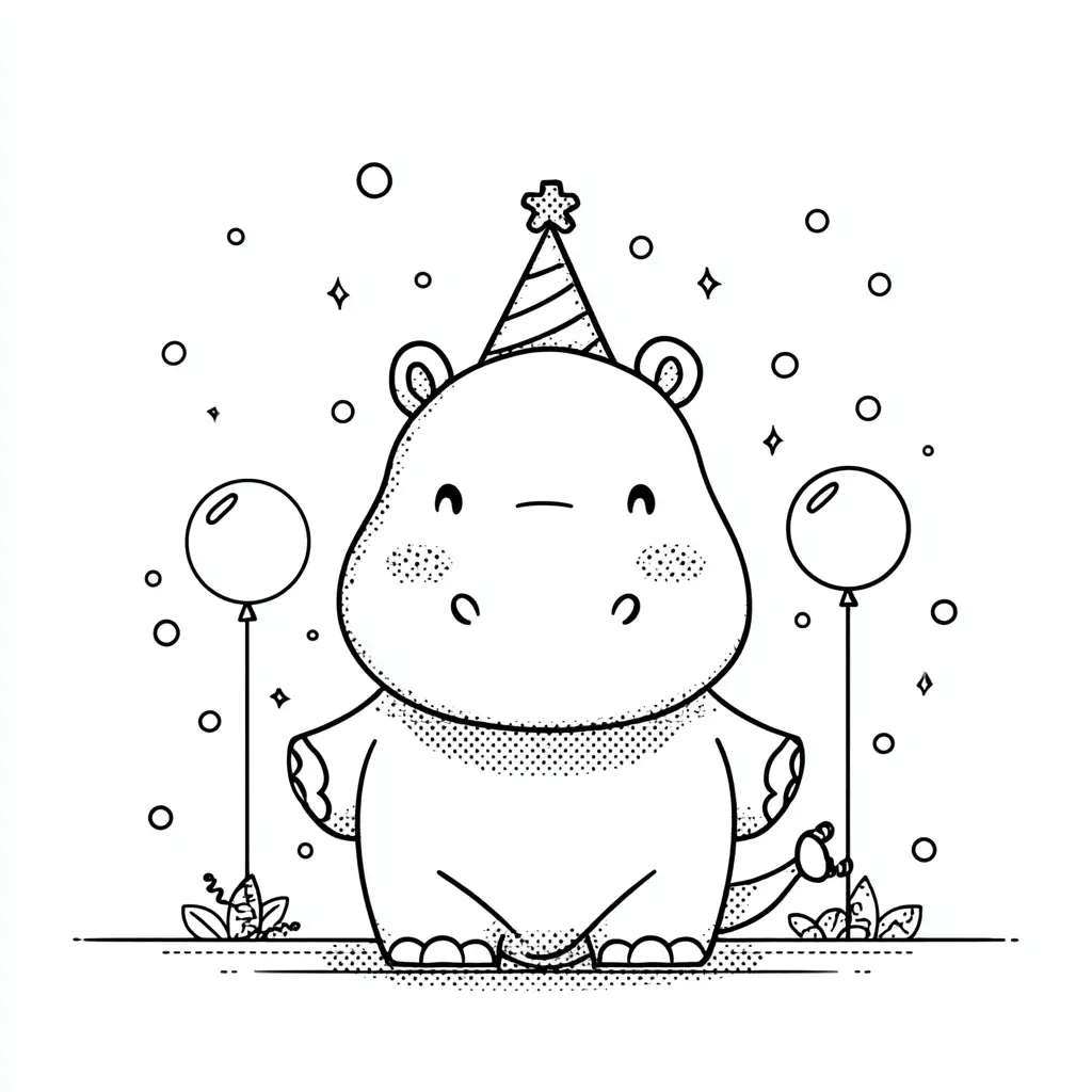 Dibujos de hipopótamos para colorear | HIPOPÓTAMO DE CELEBRACIÓN