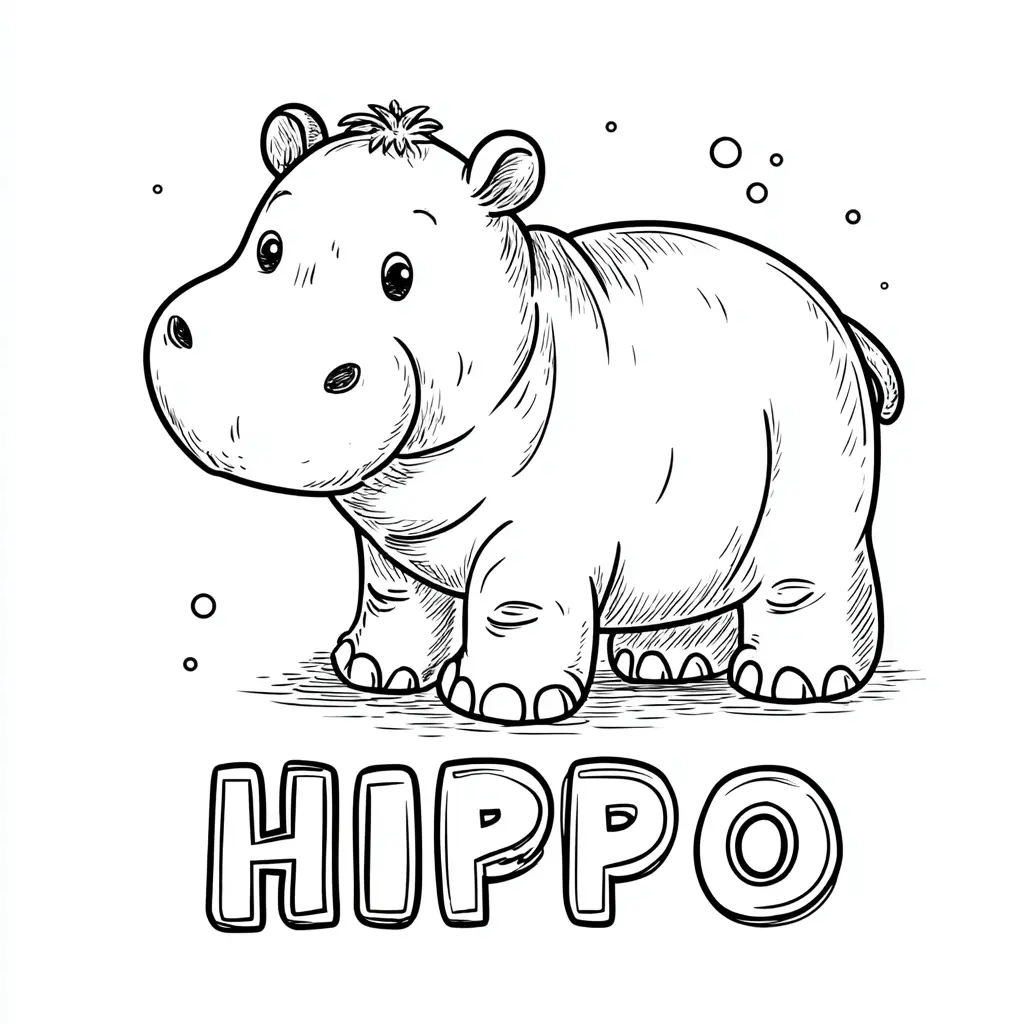 Dibujos de hipopótamos para colorear | HIPOPÓTAMO CONTENTO
