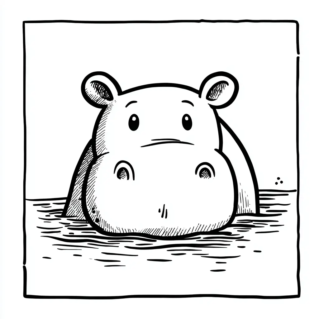 Dibujos de hipopótamos para colorear | HIPOPÓTAMO EN EL RÍO