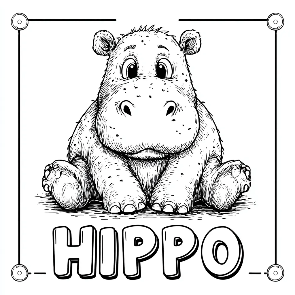Dibujos de hipopótamos para colorear | CARTEL DE HIPOPÓTAMO