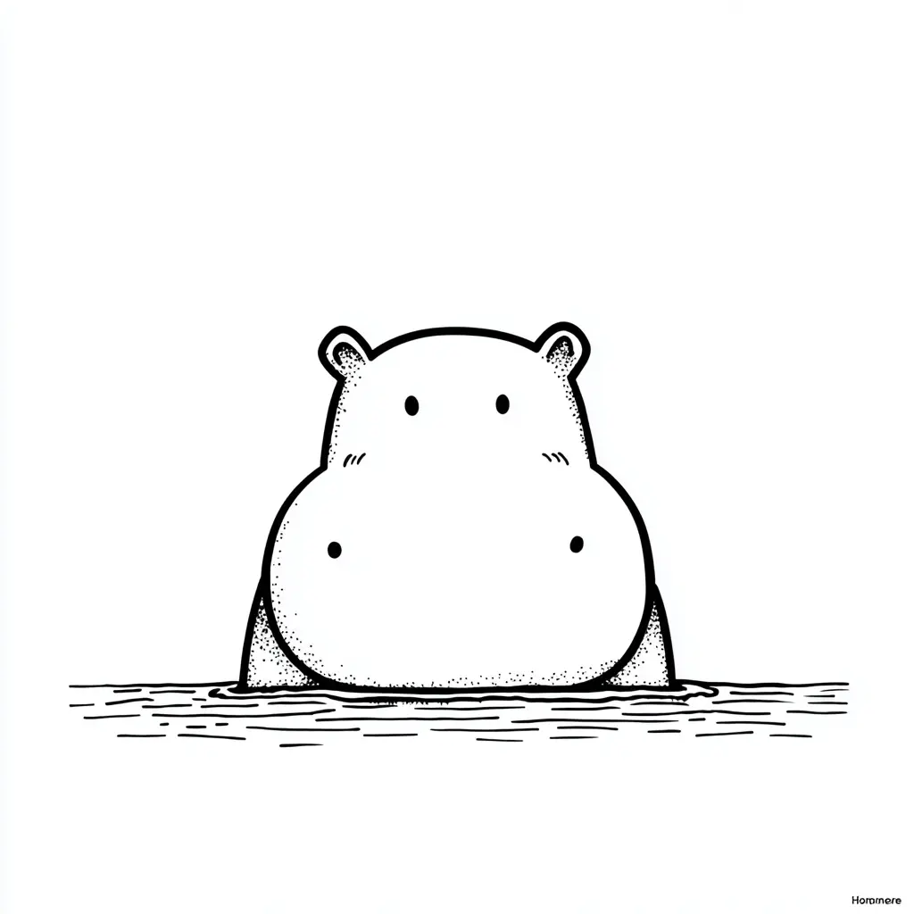 Dibujos de hipopótamos para colorear | HIPOPÓTAMO SENCILLO