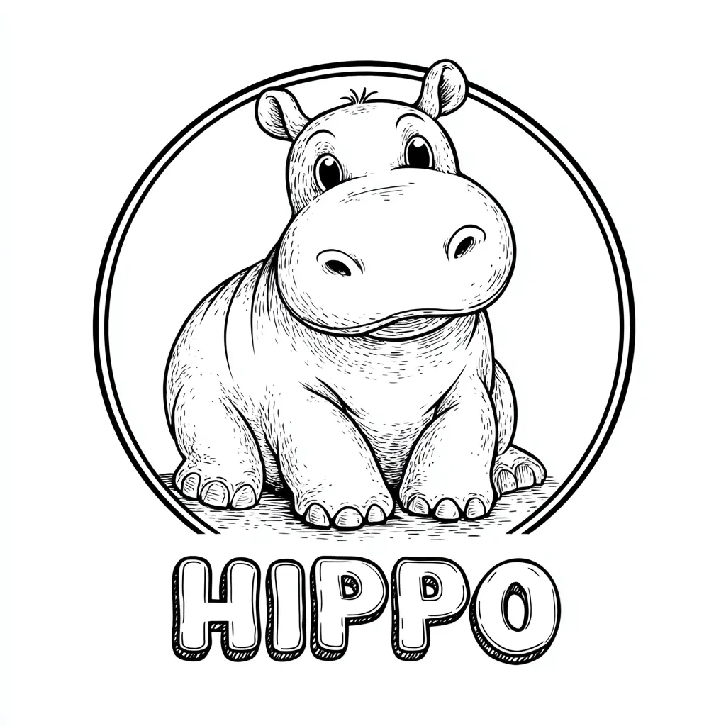 Dibujos de hipopótamos para colorear | HIPOPÓTAMO EN UN CÍRCULO