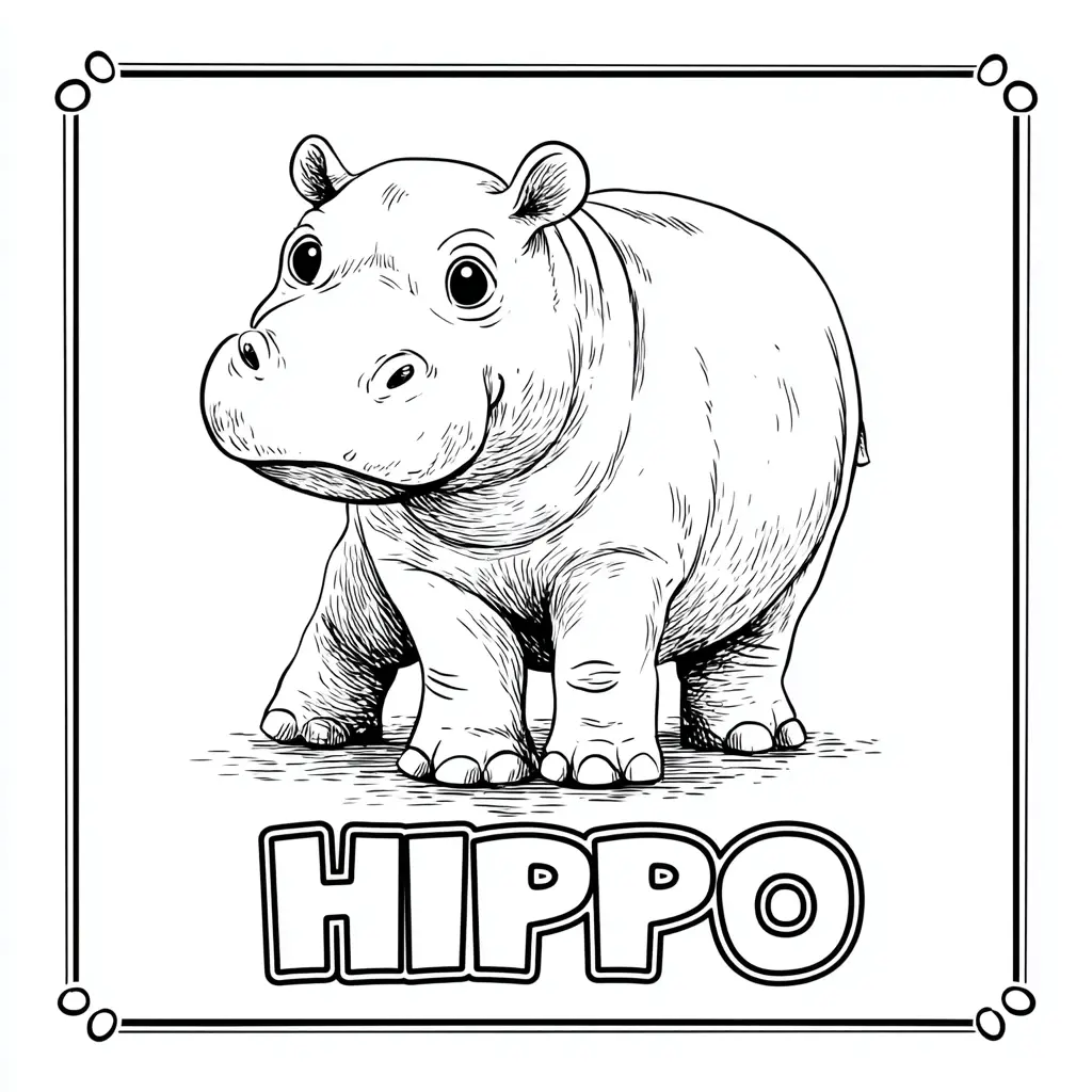 Dibujos de hipopótamos para colorear | LA LETRA H: HIPPO