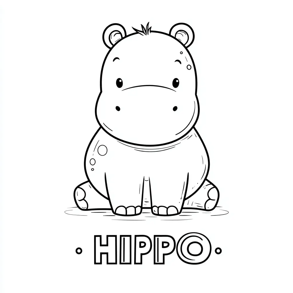 Dibujos de hipopótamos para colorear | HIPOPÓTAMO BEBÉ