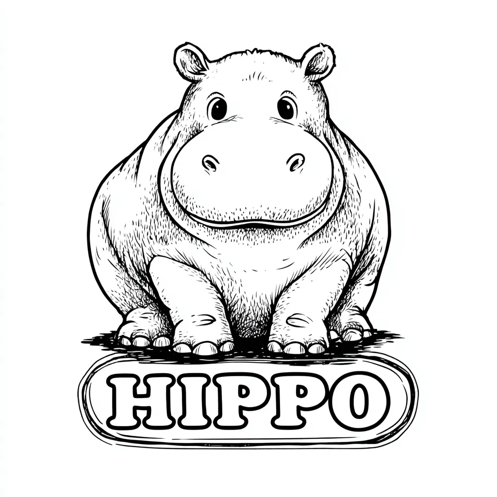 Dibujos de hipopótamos para colorear | HIPOPÓTAMO FUERTE